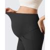 imageG4Free Ribbed Maternity Flare Yoga Pants with Pockets Over The Belly Pregnancy Bell Bottom LeggingsBlack