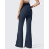 imageG4Free Ribbed Maternity Flare Yoga Pants with Pockets Over The Belly Pregnancy Bell Bottom LeggingsDark Navy