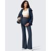 imageG4Free Ribbed Maternity Flare Yoga Pants with Pockets Over The Belly Pregnancy Bell Bottom LeggingsDark Navy