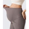 imageG4Free Ribbed Maternity Flare Yoga Pants with Pockets Over The Belly Pregnancy Bell Bottom LeggingsTaupe