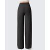 imageG4Free Ribbed Maternity Yoga Pants with Pockets Over The Belly Wide Leg Casual Pregnancy Lounge TrousersBlack