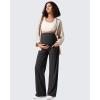 imageG4Free Ribbed Maternity Yoga Pants with Pockets Over The Belly Wide Leg Casual Pregnancy Lounge TrousersBlack