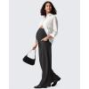 imageG4Free Ribbed Maternity Yoga Pants with Pockets Over The Belly Wide Leg Casual Pregnancy Lounge TrousersBlack