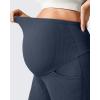 imageG4Free Ribbed Maternity Yoga Pants with Pockets Over The Belly Wide Leg Casual Pregnancy Lounge TrousersDark Navy