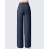 imageG4Free Ribbed Maternity Yoga Pants with Pockets Over The Belly Wide Leg Casual Pregnancy Lounge TrousersDark Navy