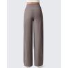 imageG4Free Ribbed Maternity Yoga Pants with Pockets Over The Belly Wide Leg Casual Pregnancy Lounge TrousersTaupe