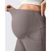 imageG4Free Ribbed Maternity Yoga Pants with Pockets Over The Belly Wide Leg Casual Pregnancy Lounge TrousersTaupe