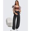 imageG4Free Smoofit Modal Soft Maternity Barre Leg Pants with Pockets Over The Belly Adjustable Waist SweatpantsBlack