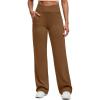 imageG4Free BareFeel High Stretch Women Wide Leg Yoga Pants Cross Waist Casual Trousers with Zipper Pockets 29quot31quot33quotDark Coffee