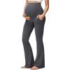imageG4Free BareFeel Maternity Flare Leggings with Pockets Over The Belly Yoga Pregnancy Casual Dress Pants for WorkDark Gray
