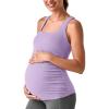 imageG4Free BareFeel Maternity Racerback Tank Tops with Built in Bra Ruched Sleeveless Square Neck Pregnancy Yoga Workout ShirtsLight Purple