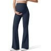 imageG4Free Ribbed Maternity Flare Yoga Pants with Pockets Over The Belly Pregnancy Bell Bottom LeggingsDark Navy
