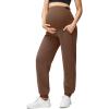 imageG4Free Smoofit Modal Soft Maternity Joggers with Pockets Over The Belly Pregnancy Casual SweatpantsDark Coffee