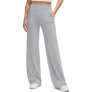 imageG4Free BareFeel High Stretch Wide Leg Pants for Women Soft Comfy Casual Yoga Pants with Pockets PetiteRegularTallChrim Gray