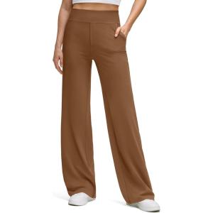 imageG4Free BareFeel High Stretch Wide Leg Pants for Women Soft Comfy Casual Yoga Pants with Pockets PetiteRegularTallDark Coffee