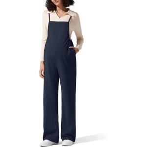 imageG4Free Maternity Jumpsuits Adjustable Strap Overalls Pregnancy Wide Leg Rompers with PocketsDark Navy