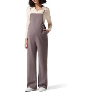 imageG4Free Maternity Jumpsuits Adjustable Strap Overalls Pregnancy Wide Leg Rompers with PocketsTaupe