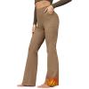 imageG4Free Fleece Lined Pants for Women Yoga Pants with Pockets Flare Leggings High Waisted Bootcut Dress Winter Work SlacksBrown
