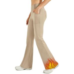 imageG4Free Fleece Lined Leggings Women Yoga Dress Pants with 4 Pockets Stretchy Work Pants Business Casual 29quot31quot33quotKhaki