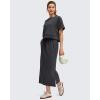 imageG4Free Smoofit Maxi Skirt for Women Modal Soft Drawstring Fall Casual Long Skirts Side Slits Lounge with 2 PocketsBlack