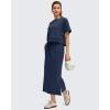 imageG4Free Smoofit Maxi Skirt for Women Modal Soft Drawstring Fall Casual Long Skirts Side Slits Lounge with 2 PocketsDark Blue