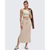 imageG4Free Smoofit Maxi Skirt for Women Modal Soft Drawstring Fall Casual Long Skirts Side Slits Lounge with 2 PocketsLight Khaki