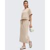 imageG4Free Smoofit Maxi Skirt for Women Modal Soft Drawstring Fall Casual Long Skirts Side Slits Lounge with 2 PocketsLight Khaki