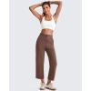 imageG4Free Smoofit Modal Soft Women Wide Leg Capri Sweatpants Adjustable Shockcord High Waist Casual Cropped Pants with PocketsCoffee Brown
