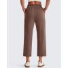 imageG4Free Smoofit Modal Soft Women Wide Leg Capri Sweatpants Adjustable Shockcord High Waist Casual Cropped Pants with PocketsCoffee Brown