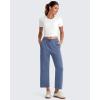 imageG4Free Smoofit Modal Soft Women Wide Leg Capri Sweatpants Adjustable Shockcord High Waist Casual Cropped Pants with PocketsDenim Blue