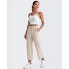 imageG4Free Smoofit Modal Soft Women Wide Leg Capri Sweatpants Adjustable Shockcord High Waist Casual Cropped Pants with PocketsLight Khaki