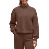 imageG4Free Smoofit Modal Soft Womens HalfZip Pullover Mock Neck Long Sleeve Sweatshirts with Side SlitsCoffee Brown