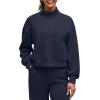 imageG4Free Smoofit Modal Soft Womens HalfZip Pullover Mock Neck Long Sleeve Sweatshirts with Side SlitsDark Navy