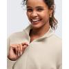 imageG4Free Smoofit Modal Soft Womens HalfZip Pullover Mock Neck Long Sleeve Sweatshirts with Side SlitsLight Khaki