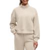 imageG4Free Smoofit Modal Soft Womens HalfZip Pullover Mock Neck Long Sleeve Sweatshirts with Side SlitsLight Khaki