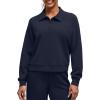 imageG4Free Smoofit Modal Soft Womens Polo Sweatshirts Pullover Long Sleeve Button Up Casual TopsDark Navy