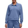 imageG4Free Smoofit Modal Soft Womens Polo Sweatshirts Pullover Long Sleeve Button Up Casual TopsDenim Blue