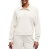 imageG4Free Smoofit Modal Soft Womens Polo Sweatshirts Pullover Long Sleeve Button Up Casual TopsIvory