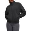 imageG4Free Smoofit Modal Soft Womens Zip Up Jackets Loose Fit Mock Neck Casual Tops with PocketsBlack