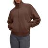 imageG4Free Smoofit Modal Soft Womens Zip Up Jackets Loose Fit Mock Neck Casual Tops with PocketsDark Coffee