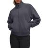 imageG4Free Smoofit Modal Soft Womens Zip Up Jackets Loose Fit Mock Neck Casual Tops with PocketsDark Gray