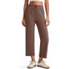 imageG4Free Smoofit Modal Soft Women Wide Leg Capri Sweatpants Adjustable Shockcord High Waist Casual Cropped Pants with PocketsCoffee Brown
