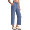 imageG4Free Smoofit Modal Soft Women Wide Leg Capri Sweatpants Adjustable Shockcord High Waist Casual Cropped Pants with PocketsDenim Blue