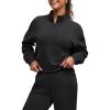 imageG4Free Smoofit Modal Soft Womens HalfZip Pullover Mock Neck Long Sleeve Sweatshirts with Side SlitsBlack