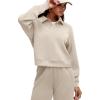 imageG4Free Smoofit Modal Soft Womens Polo Sweatshirts Pullover Long Sleeve Button Up Casual TopsLight Khaki