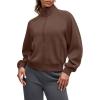 imageG4Free Smoofit Modal Soft Womens Zip Up Jackets Loose Fit Mock Neck Casual Tops with PocketsDark Coffee