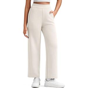 imageG4Free Smoofit Modal Soft 24quot26quot28quot Wide Leg Ankle Sweatpants for Women Elastic Waist 78 Length Golf Casual PantsIvory