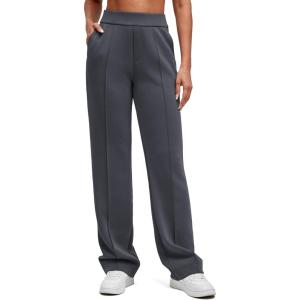 imageG4Free Smoofit Modal Soft Straight Leg Sweatpants for Women Elastic High Waist Casual Lounge Dress Pants with PocketsDark Gray