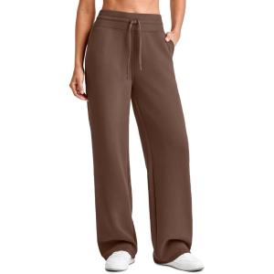 imageG4Free Smoofit Modal Soft Wide Leg Sweatpants for Women High Waist Drawstring Casual Lounge Pants with PocketsDark Coffee