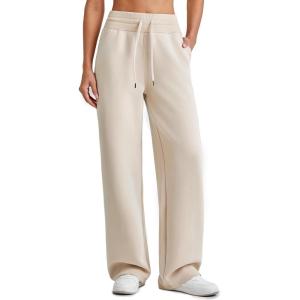 imageG4Free Smoofit Modal Soft Wide Leg Sweatpants for Women High Waist Drawstring Casual Lounge Pants with PocketsLight Khaki